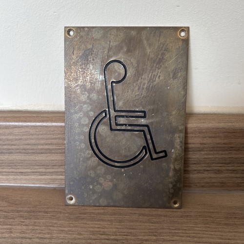 Brass disabled toilet sign - toilet,