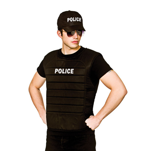 New police cop swat vest - police, cap