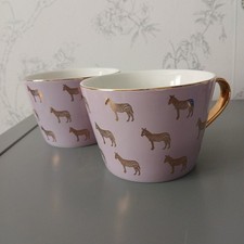 Fox and Ivy Tesco Zebra Large Mugs x 2 Lilac & Gold Fine China