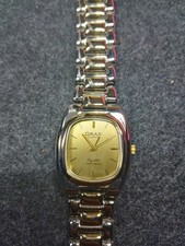 OMAX Crystal Waterproof Quartz watch bracelet in silver gold metal vintage