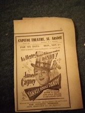 El53  Ephemera 1943 advert St Austell Capitol yankee doodle dandy James cagney 
