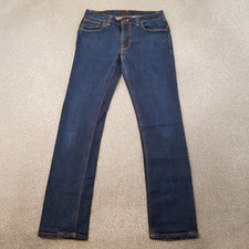 Nudie Mens Jeans 30x30 Blue Thin Finn Slim Skinny Stretch Organic Denim W30 L30