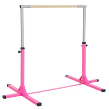 HOMCOM 92-150Hcm Adjustable Kids Gymnastics Bar w/ Steel frame, Pink