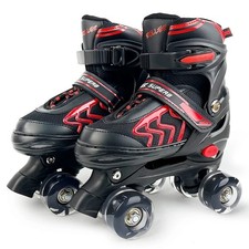 Power Supreme Kids Adjustable Quad Roller Skates with Light Up Wheels  M