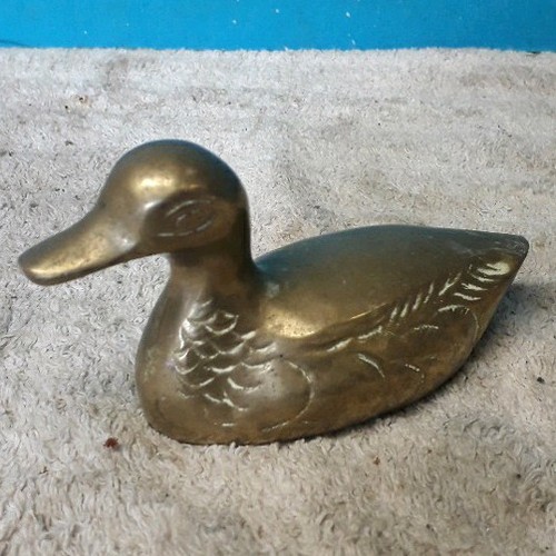 Vintage brass duck figurine - duck,