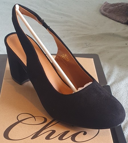 Black suedette heeled - suedette,, sling