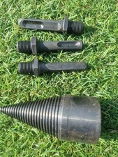 Log Wood Splitter Firewood Splitting Spiral Cone Set With 3PC Drill Attachments