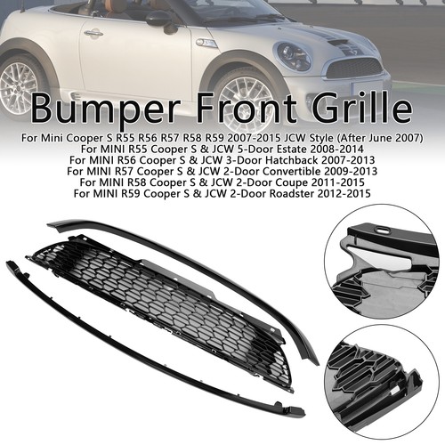 3pcs gloss black front grill - black,
