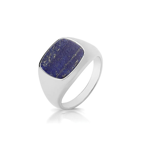 Triple cushion lapis - lapis, ring