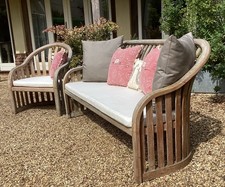 Beautifully Crafted Teak Garden Patio Conservatory Sofa Bench And Chair Set