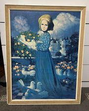 Michael Johnson Girl with Doves Framed Print Pop Art