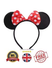Minnie Mouse Ears Headband Velvet Ears with Red Bow Fancy Dress Hen Night Party