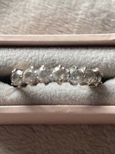 QVC Sterling Silver & Diamonique half Eternity Ring Size T