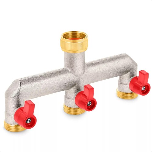 Brass tap way splitter - brass, 3