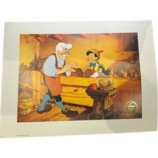 Disney Pinocchio Lithograph 12x16 Disney Store Exclusive Geppetto Workshop Scene