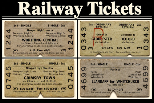 British railway train - ticket,