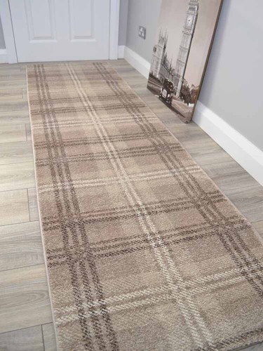Beige tartan hall runner - hall,