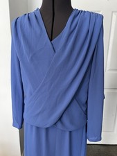 Vintage Coterie By Tom Bower, Blue Polyester Skirt And Top Size 18