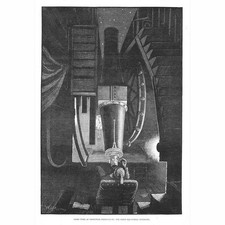 The Great Equatorial Telescope at Greenwich Observatory - Antique Print 1880