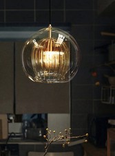Amber glass globe light - glass,