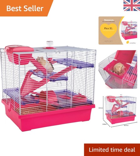 Deluxe pink hamster cage - cage,
