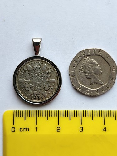 1931 silver sixpence pendant