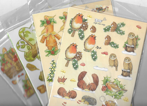 Decoupage card kits x 4 - decoupage,