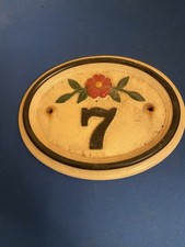 Vintage Ceramic House Number Seven With Holes For Attaching