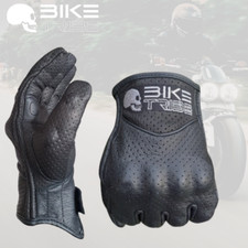 Motorbike Leather Short Summer Perforated Gloves, Carbon Knuckle, Motorcycle new