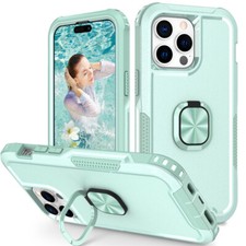 For iPhone 15 14 13 12 11 Pro Max XS Shockproof Ring Stand Case Heavy Duty Cover