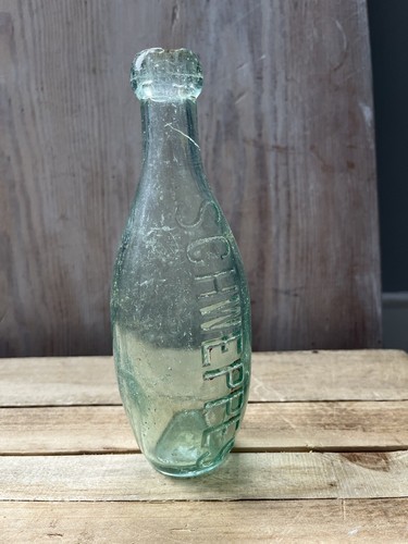 Vintage glass bottle schweppes - glass,