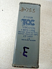 TCC 4µF 4UF 4MFD ± 20% 800VDC  E  Visconol  Oil  Block Paper Capacitor Used