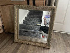 Large Heavy Mirror with Patterned Grey Guilting Frame