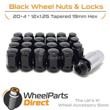 Wheel Nuts & Locks Black for Nissan Navara [D22] 97-04 on Aftermarket Wheels