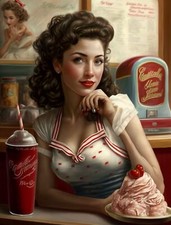 1950's pin up girl Metal Plaque Sign Bar Man Novelty Gift AI ART cave retro d1