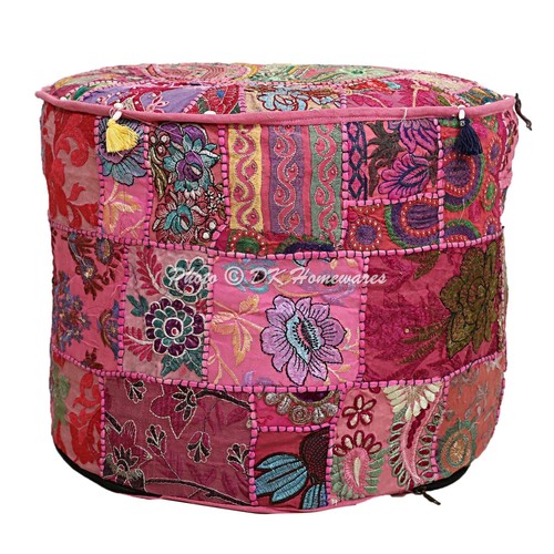 Indian vintage patchwork pouf - vintage,