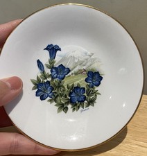 Vintage Royal Kendal 1985 Fine Bone China Trinket dish Diameter 12cm Gentian