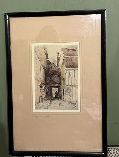 Vintage framed mounted print - framed,