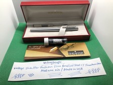 Vintage Sheaffer Fashion Brushed Steel CT Fountain Pen with Box, Converter, etc