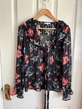 Lily and Lionel Top Blouse Size S Floaty floral sheer Blue multicoloured hippy
