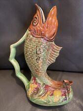 Vint. Arthur Wood pottery 4293 Multi Lustre Finish FISH JUG 9.5", Repaired Chip