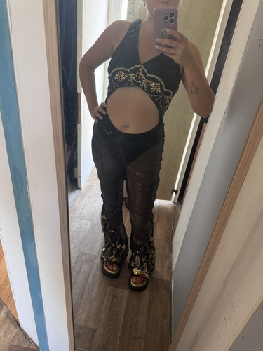 Black gold sequin - sequin, flare