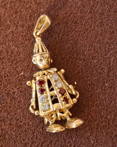 9ct yellow gold clown - clown, charm