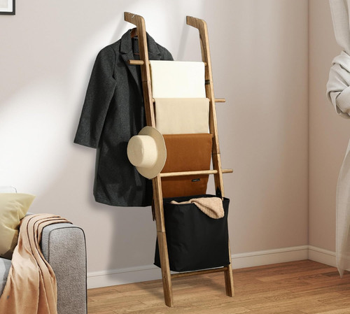 Wooden towel ladder rack with - ladder,
