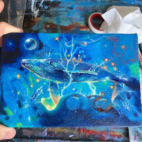 Whale original painting - original, sprite