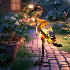 Solar Heron Crane Garden Decor