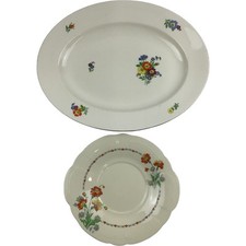Alfred Meakin Royal Marigold Floral Design Oval and Circular Platter Set 