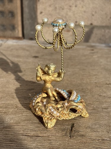 Vintage metal cherub ring - cherub,