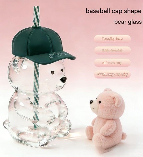 Cute bear glass cup with - bear,