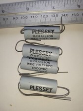 PLESSEY 0.033uF 33nF 1000V VINTAGE CAPACITORs  4 off NOS
